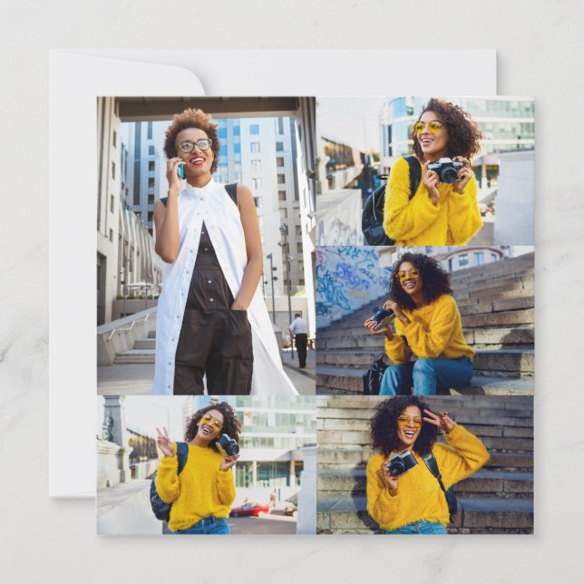 Design Your Own 5 Photo Collage Card (Front)