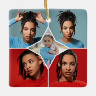 Design Your Own 5 Photo Collage Ceramic Ornament