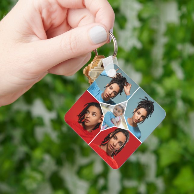 Design Your Own 5 Photo Collage Key Ring (Hand)