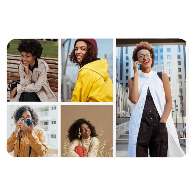 Design Your Own 5 Photo Collage Magnet (Horizontal)