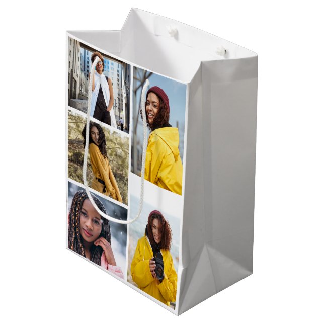Design Your Own 5 Photo Collage Medium Gift Bag (Front Angled)