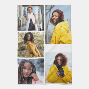 Design Your Own 5 Photo Collage Tea Towel