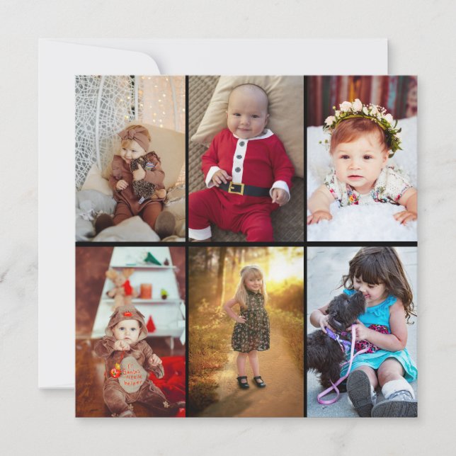 Design Your Own 6 Photo Collage Holiday Card (Front)