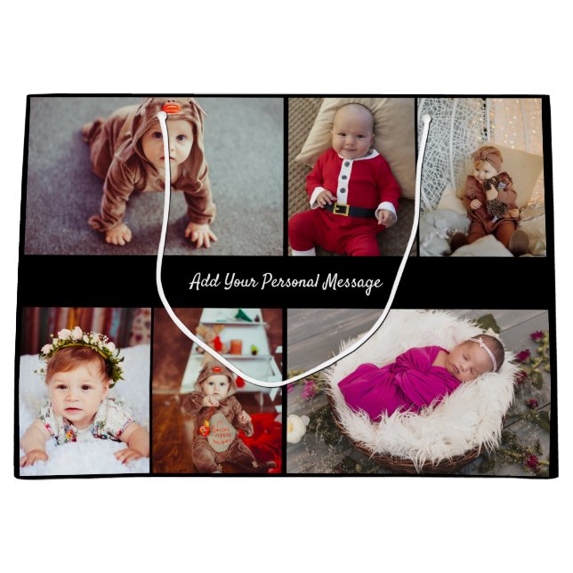 Design Your Own 6 Photo Collage Large Gift Bag (Front)