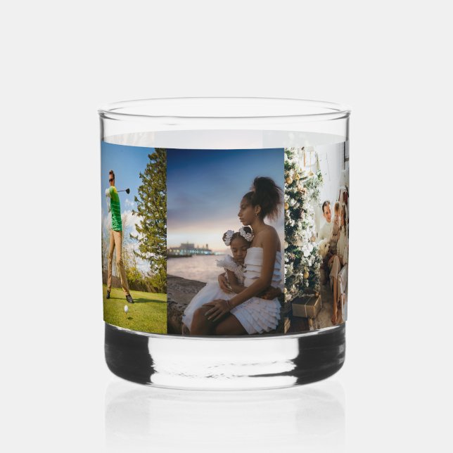 Design Your Own 6 Photo Collage Template Whiskey Glass (Front)