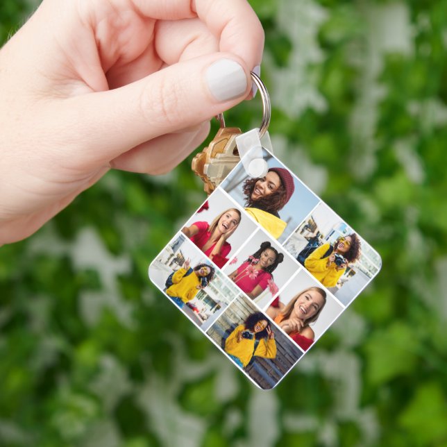 Design Your Own 7 Photo Collage Key Ring (Hand)