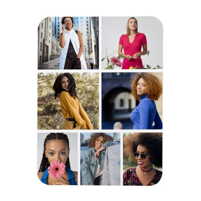 Design Your Own 7 Photo Collage Magnet (Vertical)