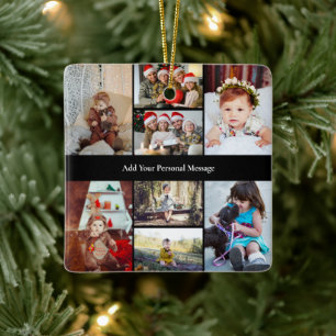 Design Your Own 8 Photo Collage Ceramic Ornament
