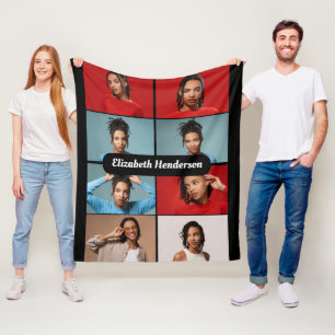 Design Your Own 8 Photo Collage Fleece Blanket
