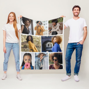 Design Your Own 8 Photo Collage Fleece Blanket
