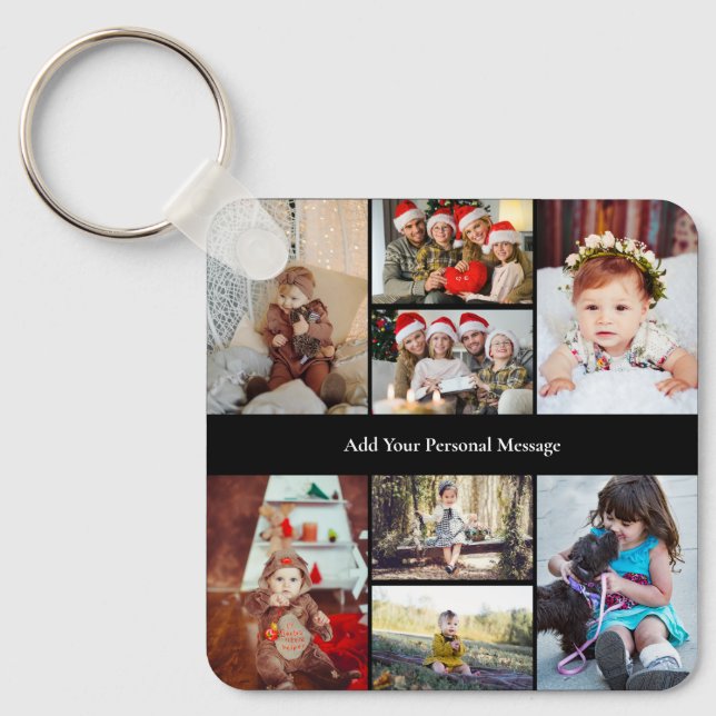 Design Your Own 8 Photo Collage Key Ring (Front)