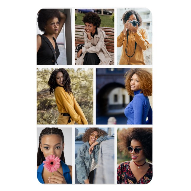 Design Your Own 8 Photo Collage Magnet (Vertical)