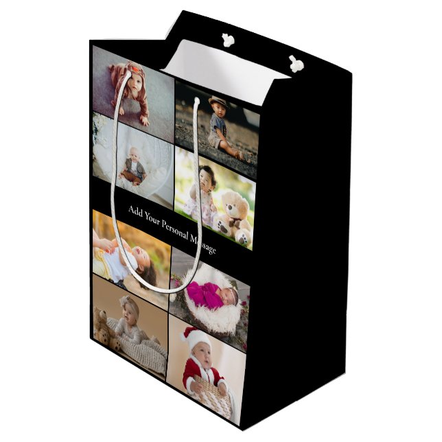 Design Your Own 8 Photo Collage Medium Gift Bag (Back Angled)