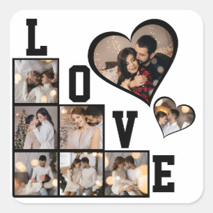 Design Your Own 8 Photo Collage Square Sticker