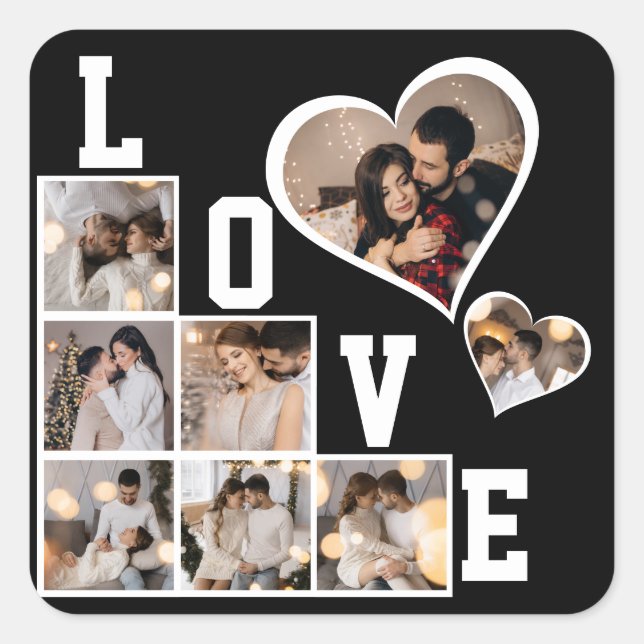 Design Your Own 8 Photo Collage Square Sticker (Front)