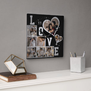 Design Your Own 8 Photo Collage Square Wall Clock
