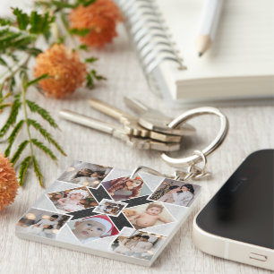 Design Your Own 9 Photo Collage Key Ring