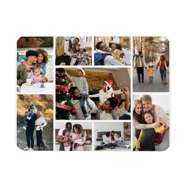 Design Your Own 9 Photo Collage Magnet (Horizontal)