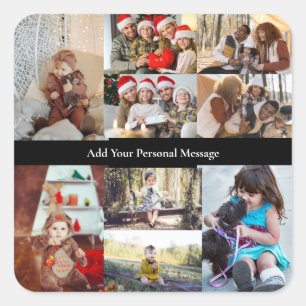 Design Your Own 9 Photo Collage Square Sticker