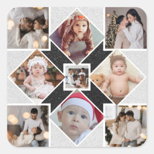 Design Your Own 9 Photo Collage Square Sticker