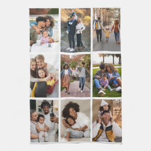 Design Your Own 9 Photo Collage Tea Towel
