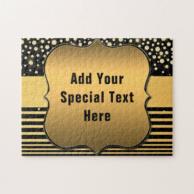 Design Your Own Black Gold Puzzle with Custom Text (Horizontal)