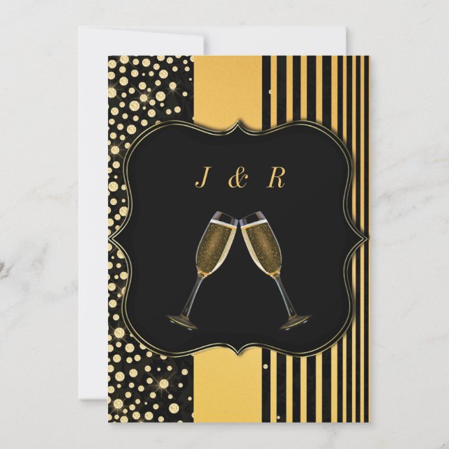 Design your Own Black Gold Wedding Invitation (Back)