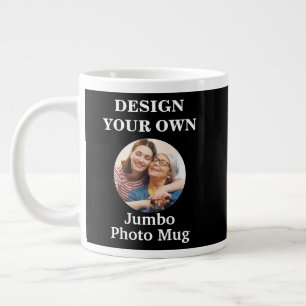 Design Your Own Black Photo  Large Coffee Mug
