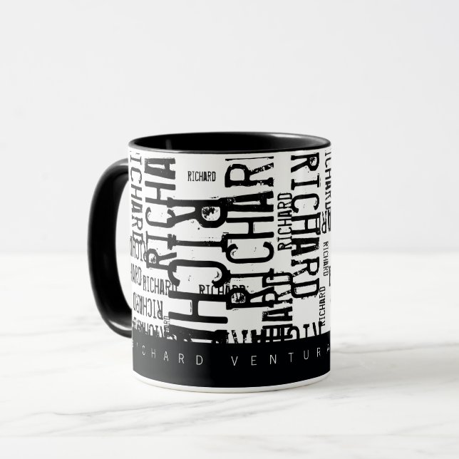 Design-your-own blk typography mug with name (Front Left)