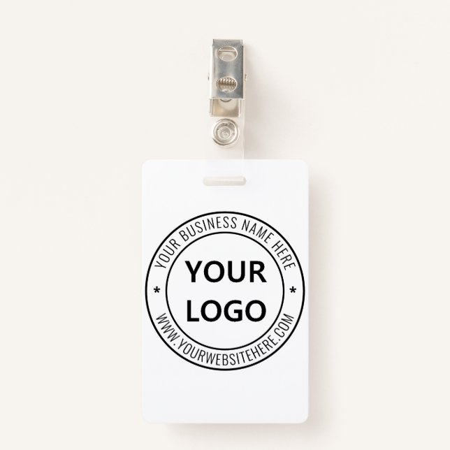 Design Your Own Business Badge Template with Logo ID Badge (Front with Clip)
