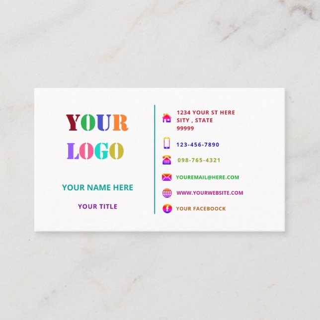 Design Your Own Business Card Fonts and Colours (Front)