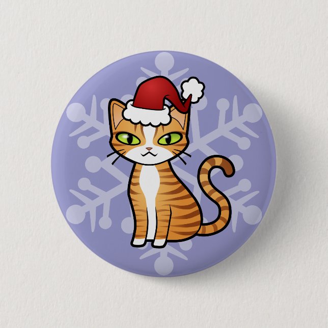 Design Your Own Cartoon Cat (Christmas) 6 Cm Round Badge (Front)