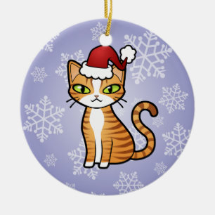 Design Your Own Cartoon Cat (Christmas) Ceramic Ornament