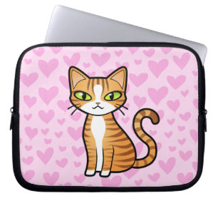 Design Your Own Cartoon Cat (love hearts) Laptop Sleeve