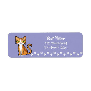 Design Your Own Cartoon Cat Return Address Label