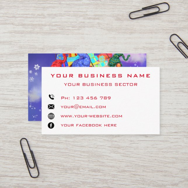 Design Your Own Christmas Business Cards Example (Front/Back In Situ)