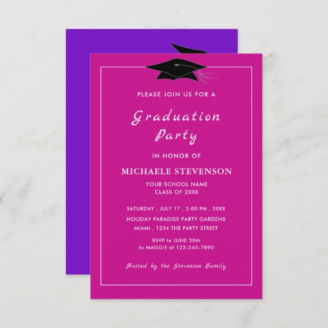 Design Your Own Colours Fonts Graduation Invitatio Invitation (Front/Back)