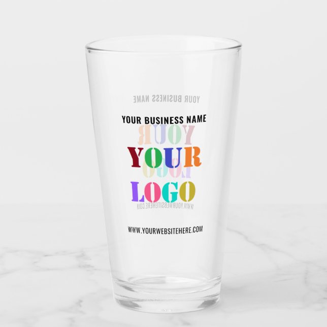 Design Your Own Company Logo Branded Glass Example (Front)