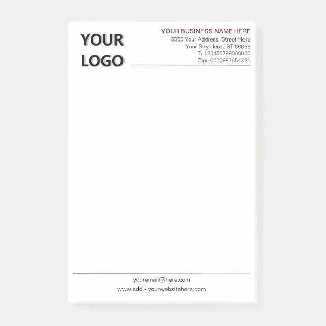 Design Your Own Custom Business Post-it® Notes (Front)