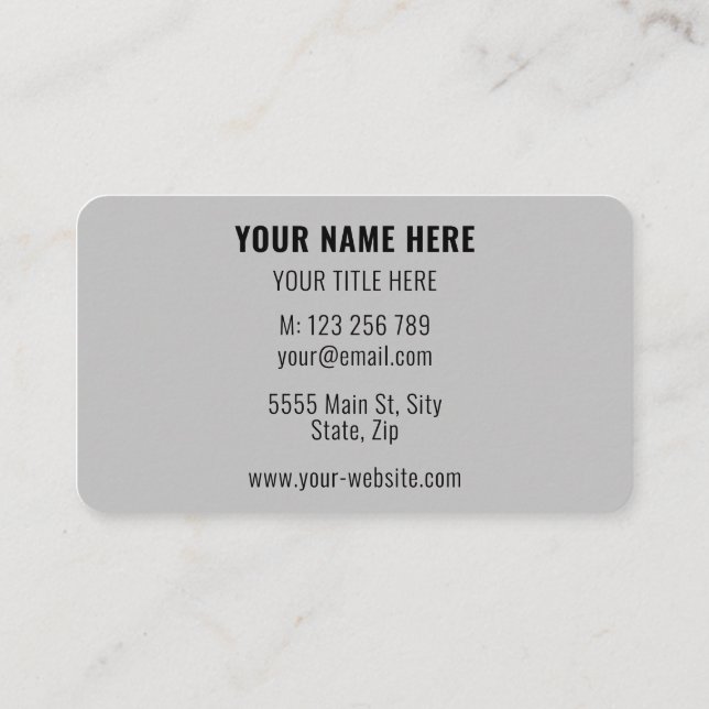 Design Your Own Custom Colours Fonts Business Card (Back)