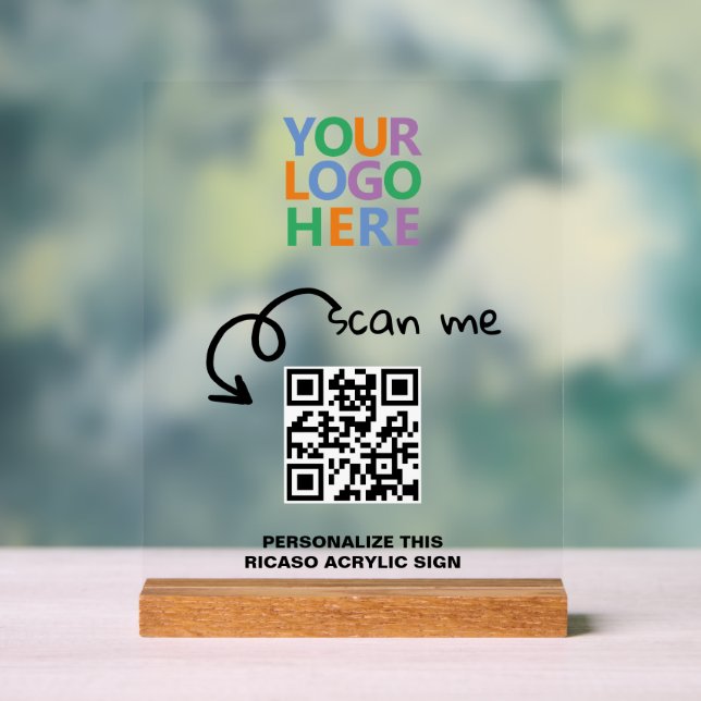 Design Your Own Custom Personalised Logo QR Code Acrylic Sign (Neutral)