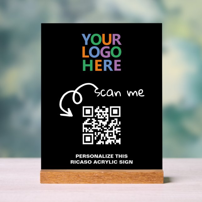 Design Your Own Custom Personalised Logo QR Code Acrylic Sign (Neutral)