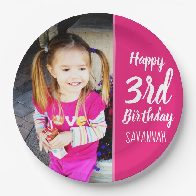 Design Your Own Custom Photo Birthday Party Plates (Front)