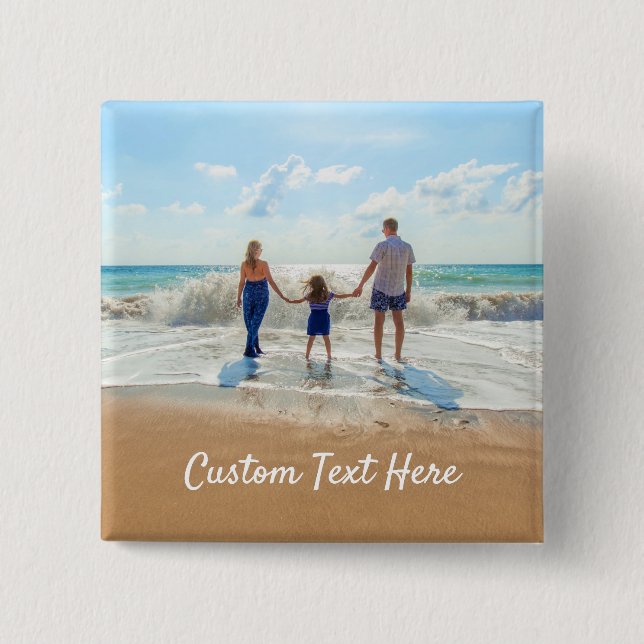 Design Your Own Custom Photo Button with Text (Front)