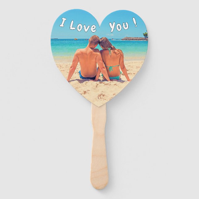 Design Your Own Custom Photo Hand Fan - I Love You (Front)