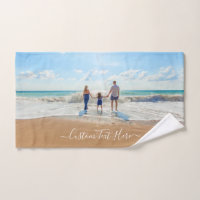 Design Your Own Family Photo Bath Towels with Text
