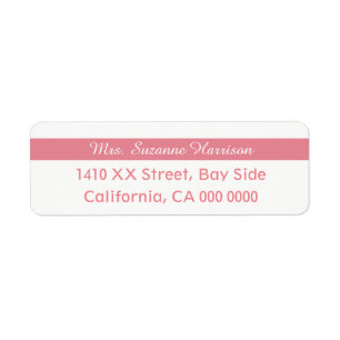design your own feminine striped pink Mrs. Return Address Label