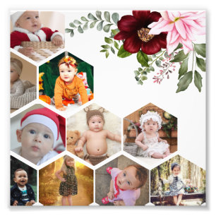 Design Your Own Floral 10 Photo Collage Print