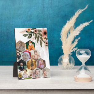 Design Your Own Floral 12 Photo Collage Plaque