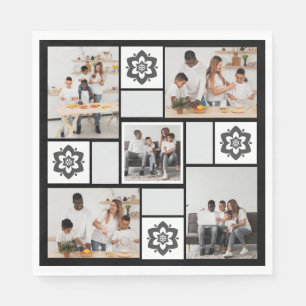 Design Your Own Floral 5 Photo Collage Napkin